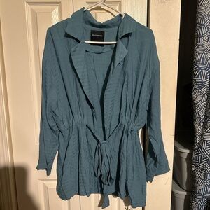 BloomChic Teal Blue Tie-Front Lightweight Tunic